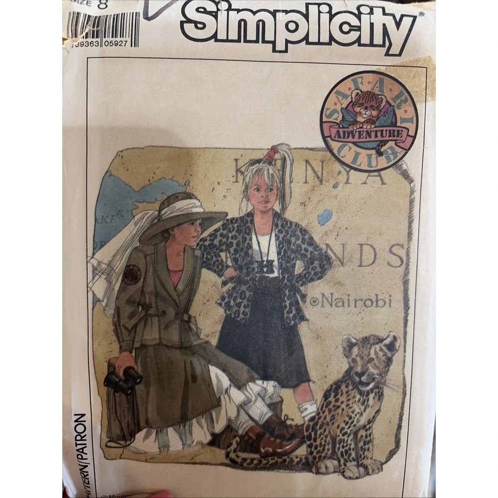 Vintage 1988 Simplicity Adventure Sewing Pattern 8764 Size 8 Uncut Safari Club